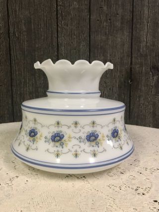 Vintage Quoizel Abigail Adams Blue Floral Lamp Glass Shade Replacement Large 8.  5