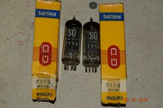 2 Vintage Nos Philips 7119 Sq (special Quality) Tubes Matching Codes Tube Amp