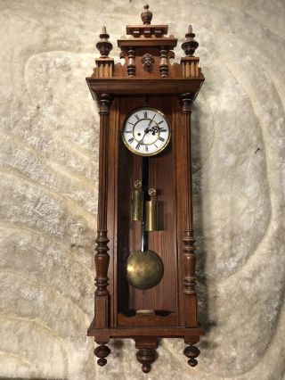 Vintage Antique Germaney Gustav Becker Vienna Strike Wall Clock,  2 Weights Driven