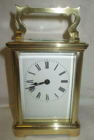 Antique English/french Brass Cased Carriage Clock With Key