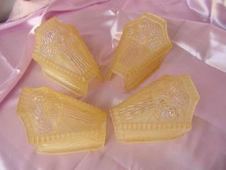 Antique Deco 4 Matching Glass Slip Shade Chandelier Light Fixture Covers Vintage
