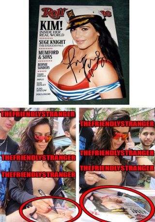 Kim Kardashian Signed " Rolling Stone " Cover 11x14 Photo - Exact Proof -