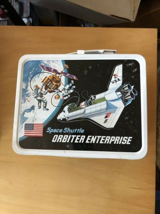 Space Shuttle Enterprise Metal Lunch Box And Thermos Vintage 1977 Great Shape