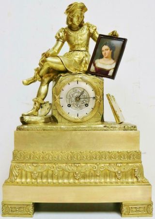 Antique French Empire Bronze Ormolu Mantel Clock 8 Day Striking Silk Suspension 2