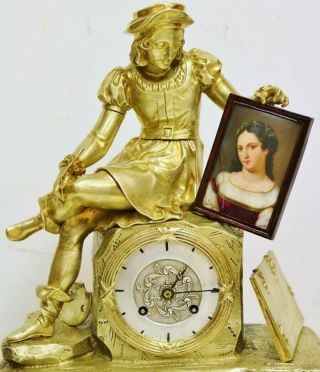Antique French Empire Bronze Ormolu Mantel Clock 8 Day Striking Silk Suspension 3