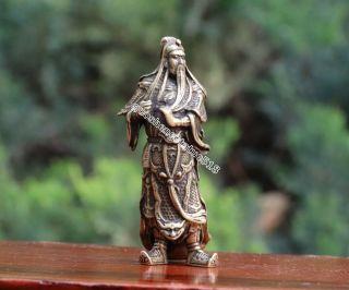 5 CM Chinese Pure Bronze Guan Gong Guan yu Buddha warrior soldier Amulet Pendant 3