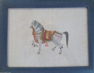 Vintage Indian Oil On Linen Study Of A Stallion C1900