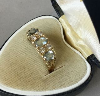 Vintage 9ct 9k 375 Gold,  Natural Aquamarine & Diamond Ring U.  K.  Size P