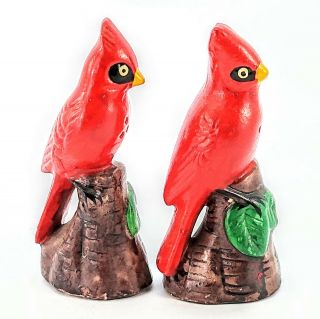 Vintage Ceramic Cardinal Birds Salt And Pepper Shakers Collectible Aviary Set