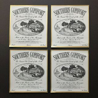 4 Southern Comfort Whiskey Vintage Bottle Embossed Labels Distillery