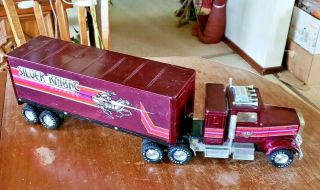 VTG NYLINT METAL FREIGHT LINE SILVER KNIGHT TRUCK AND TANKER TRAILER 25  LONG 3