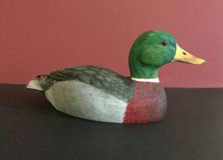 Mallard Duck,  Vintage Wood Duck Decoy,  Signed By Al Coke,  Hand Carved