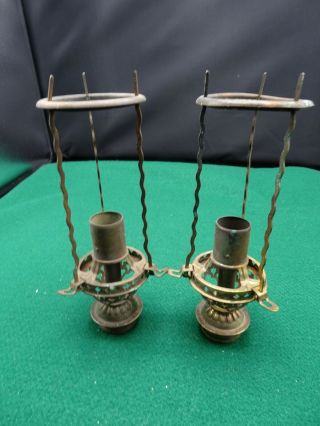 Antique Victorian Brass Gas Burner Lamp Parts Pair