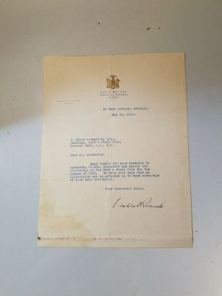 Franklin D.  Roosevelt Fdr Signed 1932 Letter Ny State Governor,  Actual Signature