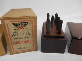 Old Vtg Millers Falls Tools Machine Made Steel Figures 1550 1/8 Inch Hand Stamp