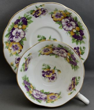Royal Albert Teacup & Saucer - Yellow & Purple Pansies M344