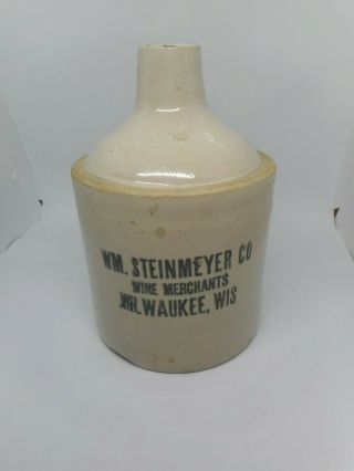 Vintage Wm Steinmeyer Co Wine Merchants Milwaukee Wi Half Gallon Jug Advert