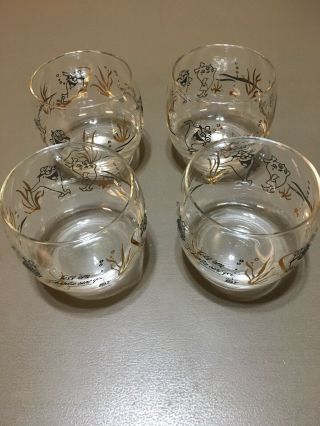 Set 4 Vintage Starkist Charlie The Tuna Roly Poly Tumblers Cocktail Glasses Euc