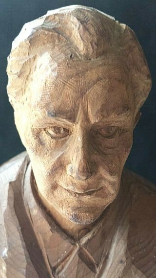 Vintage Hand Carved Walnut Wood Franklin D.  Roosevelt Great Sculpture President 2