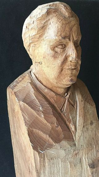 Vintage Hand Carved Walnut Wood Franklin D.  Roosevelt Great Sculpture President 3