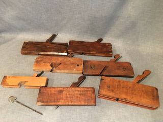 7 Vintage Wood Molding Planes - Barry & Wade,  Auburn,  Collins,  Sandusky Tool Co