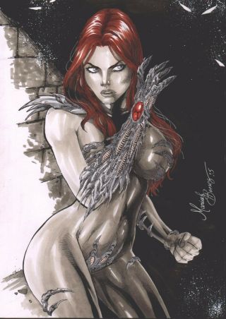 Witchblade By Mariah Benes - Comic Art Drawing Pinup Top Cow 8.  5x11