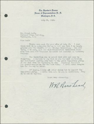 William B.  Bankhead - Typed Letter Signed 07/31/1940