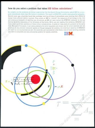 1961 Complex Math Modern Graphic Design Ibm Stretch Computer Vintage Print Ad