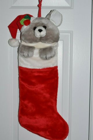 Vintage Russ Teddy Bear Mouse? Stocking Plush Head Paw Christmas Stuffed Animal