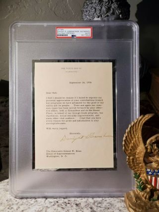Dwight Eisenhower Signed Letter As President On White House Stationary.  Psa Dna