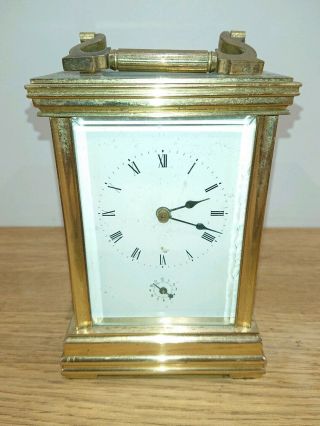 Vintage French Brass Carriage Clock 11 Jewels Please Read.