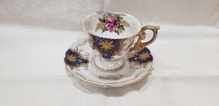 Vintage Royal Halsey Very Fine Porcelain Footed Teacup & Saucer Lm