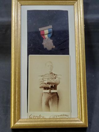 Civil War Era Sons Of Veteran Medal And Picture Framed