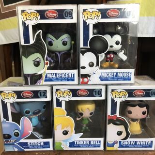Pop Funko Disney Store Packaging Red Mickey Maleficent Stitch Snow Tink W/ Prot