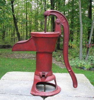 Vintage Water Cistern Pump Cast Iron Number 2 Red Jacket Hand Pump