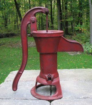 Vintage Water Cistern Pump Cast Iron Number 2 Red Jacket Hand Pump 2