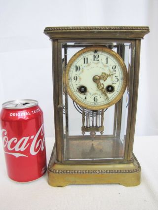 Antique French Japy Freres Brass Crystal Regulator Clock.