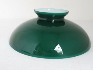 Antique Green Cased Glass Student Or Oil Lamp Shade