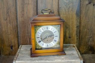 Vintage " Tradition " Wooden Mantle Clock With Key Made In Germany
