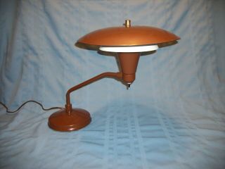 Vintage Mid Century Modern Metal Flying Saucer Ufo Atomic Age Desk Lamp