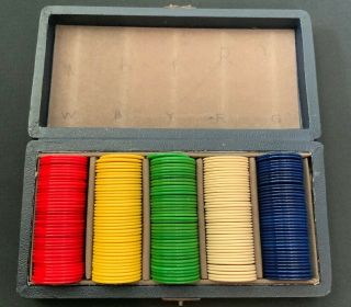 Red White Blue Green Yellow Vintage Casino Gambling Poker Chips Bakelite Germ