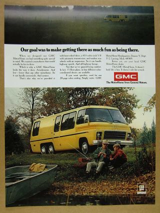 1974 Gmc Motorhome Rv Yellow Motor Home Photo Vintage Print Ad