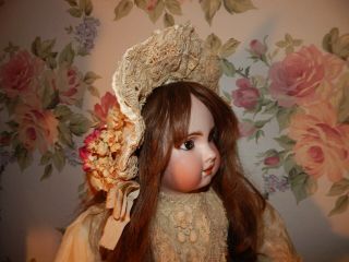 Gorgeous Antique French German Doll Bebe Bisque Silk Lace Dress Hat - NO DOLL 3