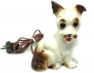 M9 Vintage Scottie Terrier Dog Porcelain Perfume Lamp Night Light German 1950s