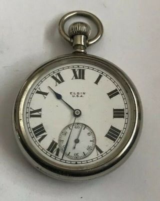 Vintage Silver Cased Elgin Pocket Watch