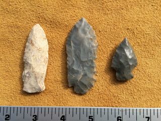 3 Authentic Tennessee - Knife Spear Arrowhead Artifacts From Fentress County,  Tn