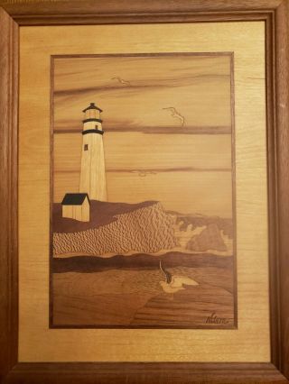 Wood Marquetry By Jeff Nelson - Lighthouse