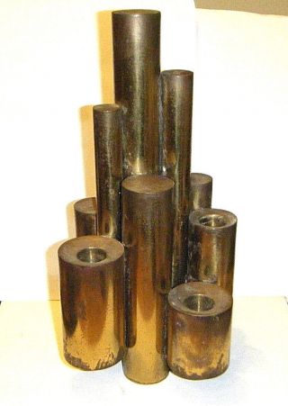 Vintage 1960 Mcm Modern 10.  5in Gio Ponti Style Brass Tubular 5 Candle Holder