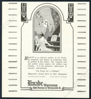 1919 Knabe Mignonette Grand Piano Illustrated Vintage Trade Print Ad