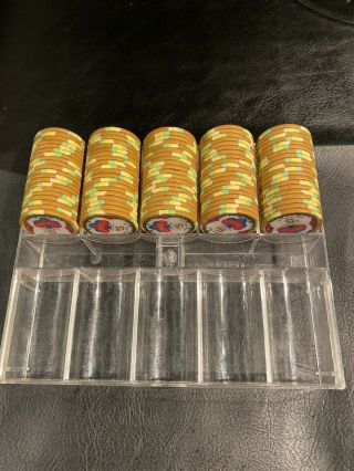 100 5$ Garden City Casino Bcc Poker Chips (company Bought By Paulson)
